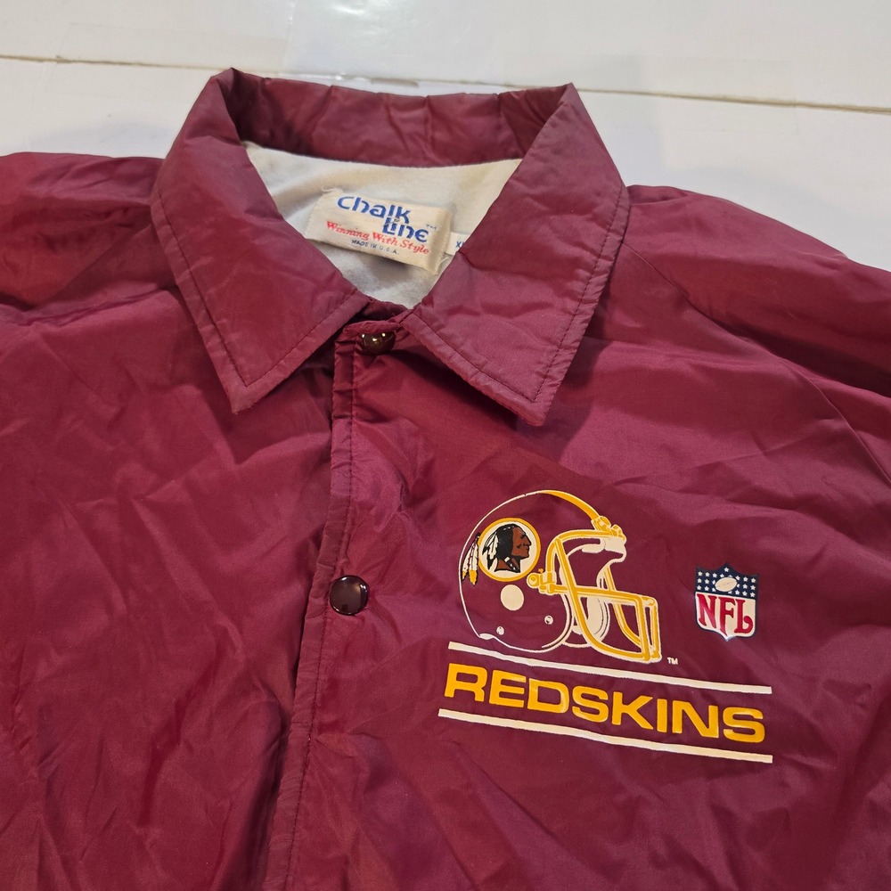 Vtg 80s Chalk Line Washington Redskins NFL Coaches Jacket Burgundy XL USA Made